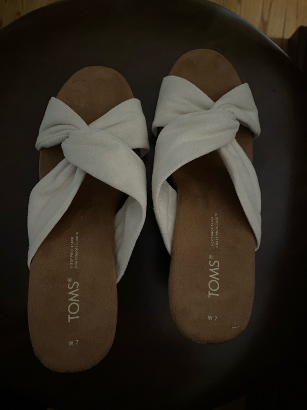 TOMS White Knotted Crossover Slide Sandals